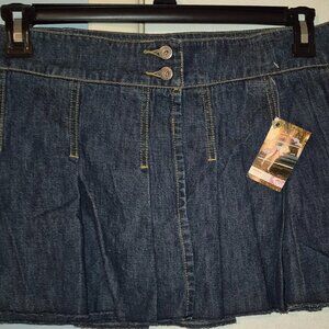 Roxy Kanga Blue Denim Pleated Mini Wrap Skirt Junior's Size 9 NWT Cute Fun Sexy